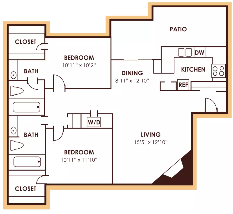 2 Beds • 2 Bath 3021 floor plan
