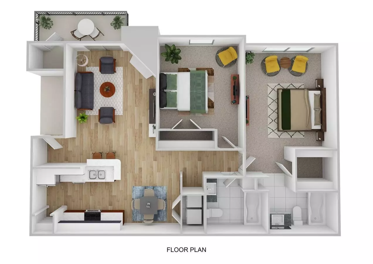 2BR/2BA 14205 floor plan