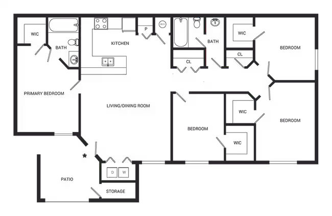 4 Beds • 2 Bath 01-0531 floor plan