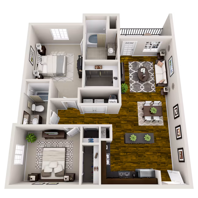 2 Beds • 2 Bath 4202DR floor plan