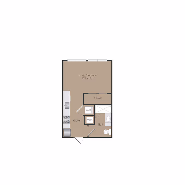 Studio • 1 Bath floor plan