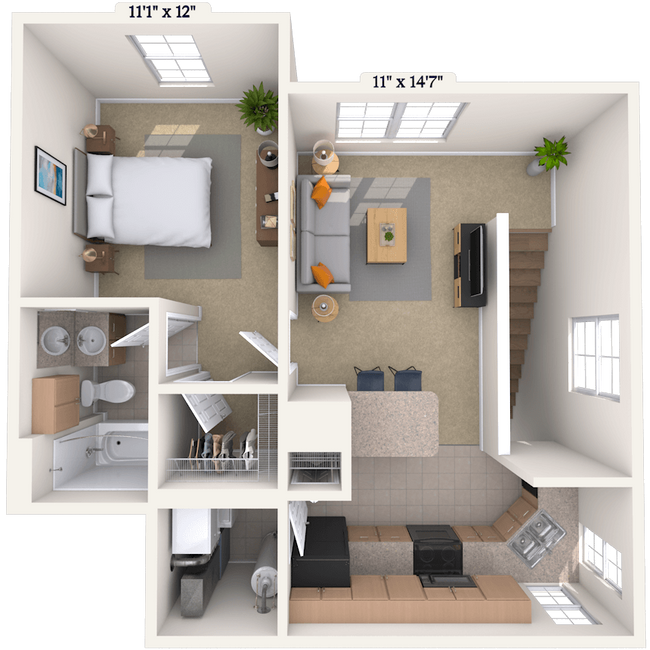 1 Bed • 1 Bath 0114201 floor plan