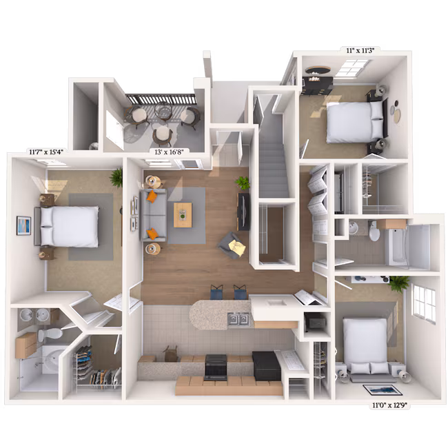 3 Beds • 2 Bath 0119202 floor plan