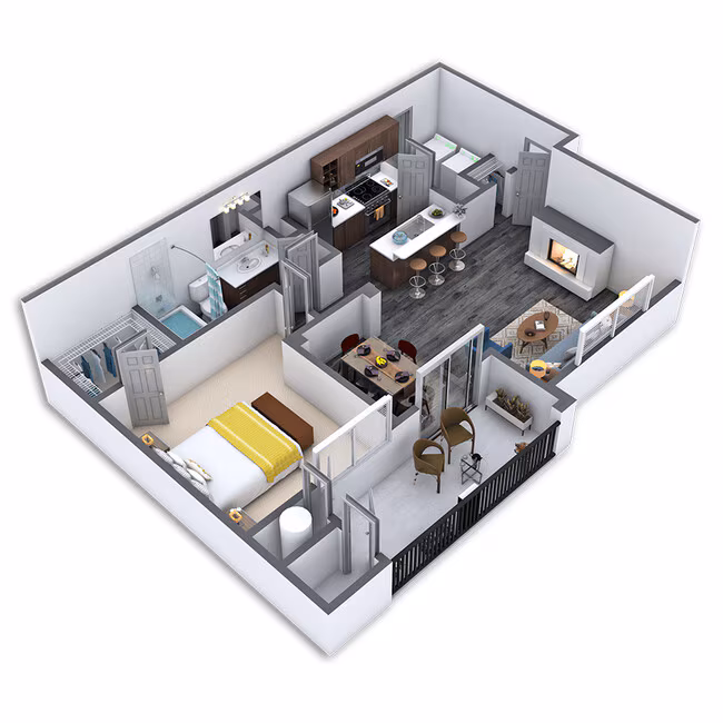 1 Bed • 1 Bath 1024 floor plan