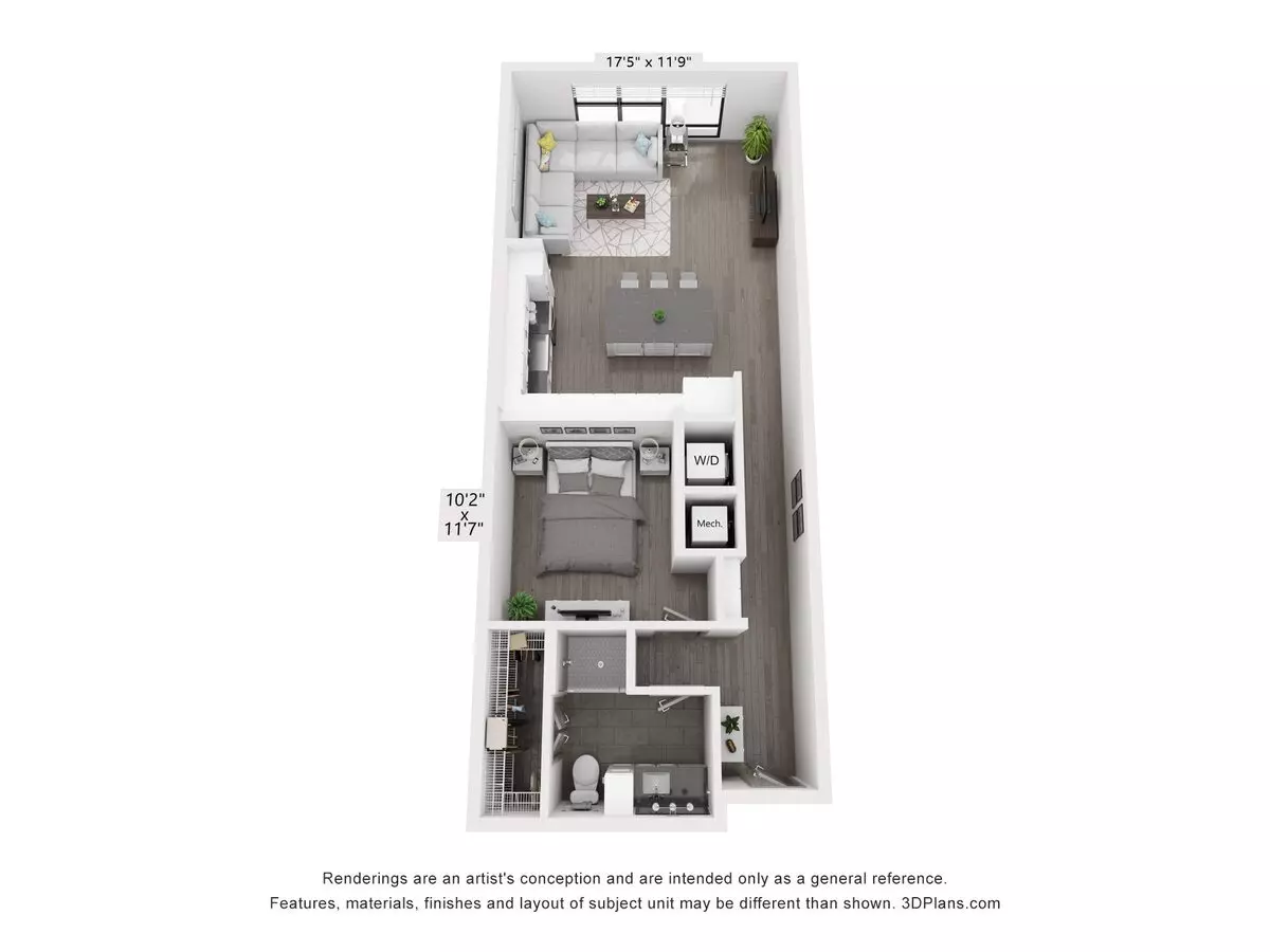 1 Bed • 1 Bath 263 floor plan