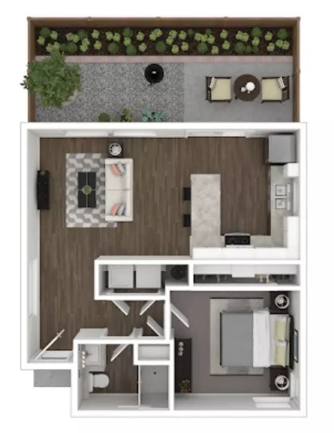 1 Bed • 1 Bath 9005-078 floor plan