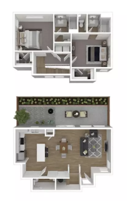 2 Beds • 2 Bath 9005-064 floor plan