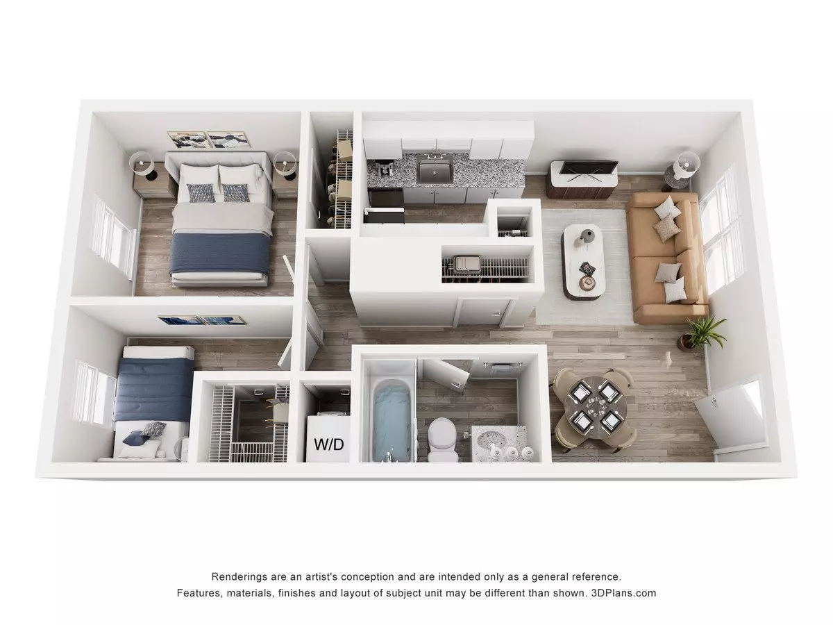 1 Bed • 1 Bath 1230-220 floor plan