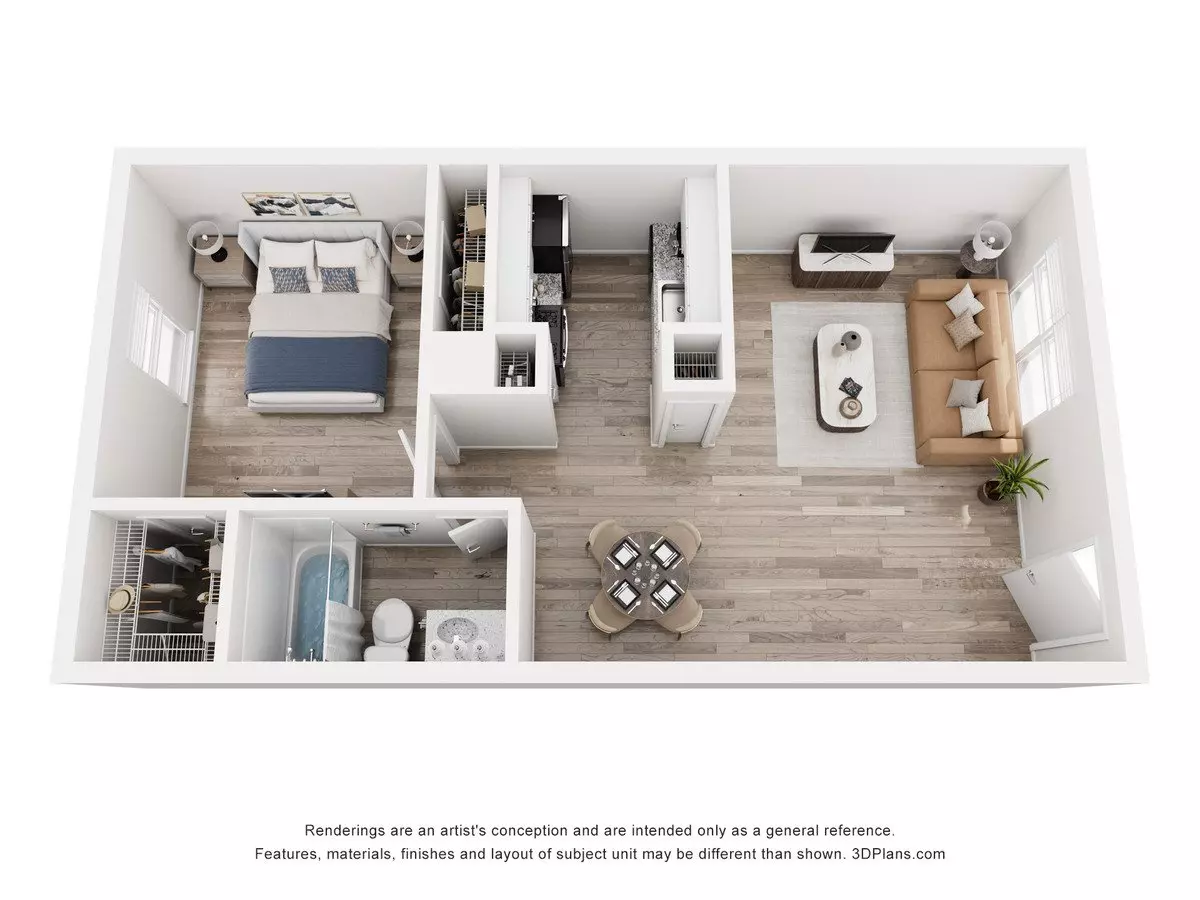 1 Bed • 1 Bath 1230-104 floor plan