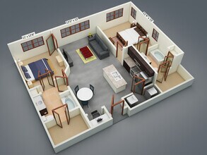 2 Beds • 2 Bath 33116 floor plan