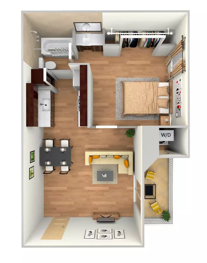 1 Bed • 1 Bath 0403 floor plan