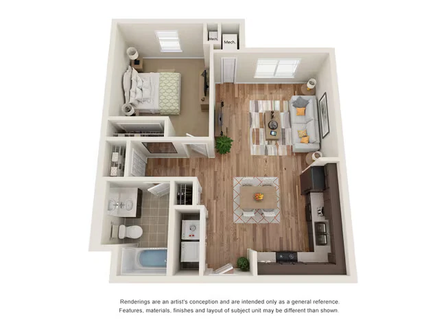1BR/1BA floor plan