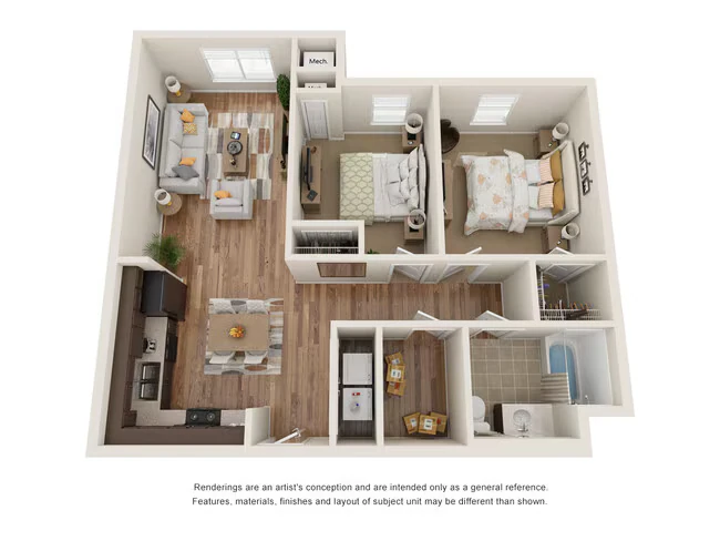 2 Beds • 2 Bath floor plan
