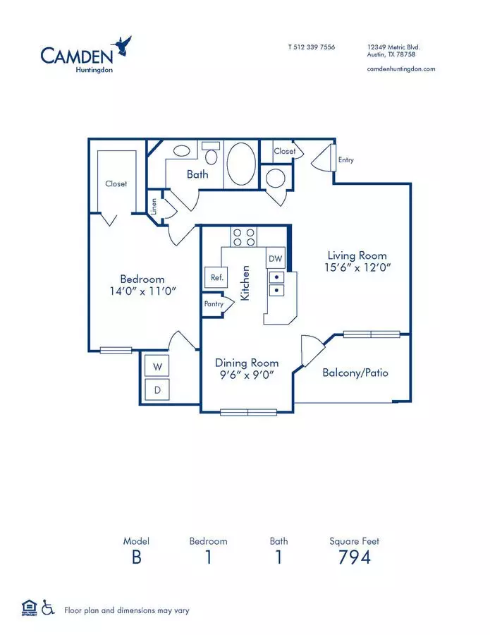 1 Bed • 1 Bath 0735 floor plan
