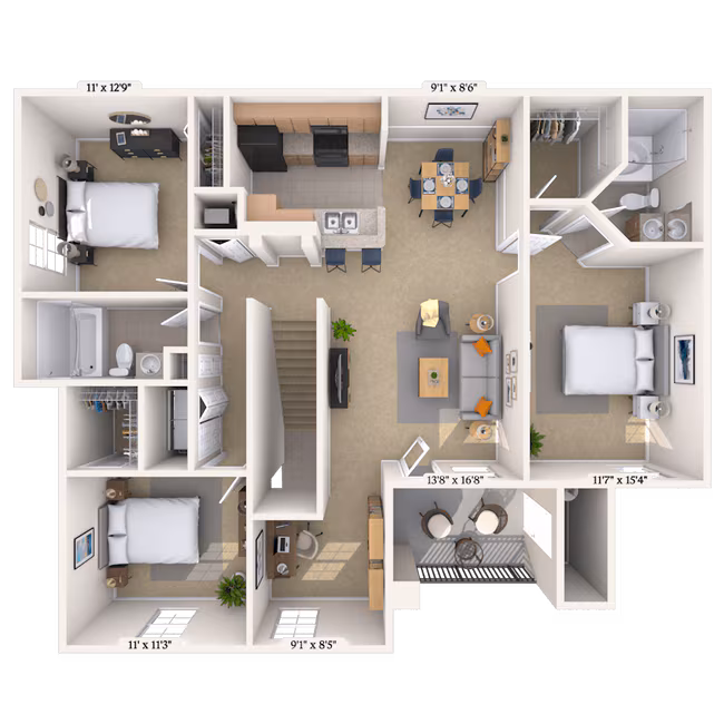 3 Beds • 2 Bath 0127208 floor plan