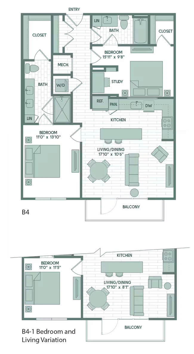2 Beds • 2 Bath 251 floor plan