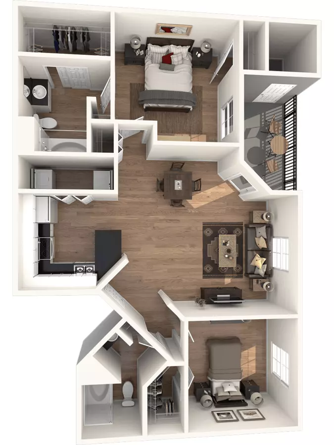2BR/2BA 1824 floor plan