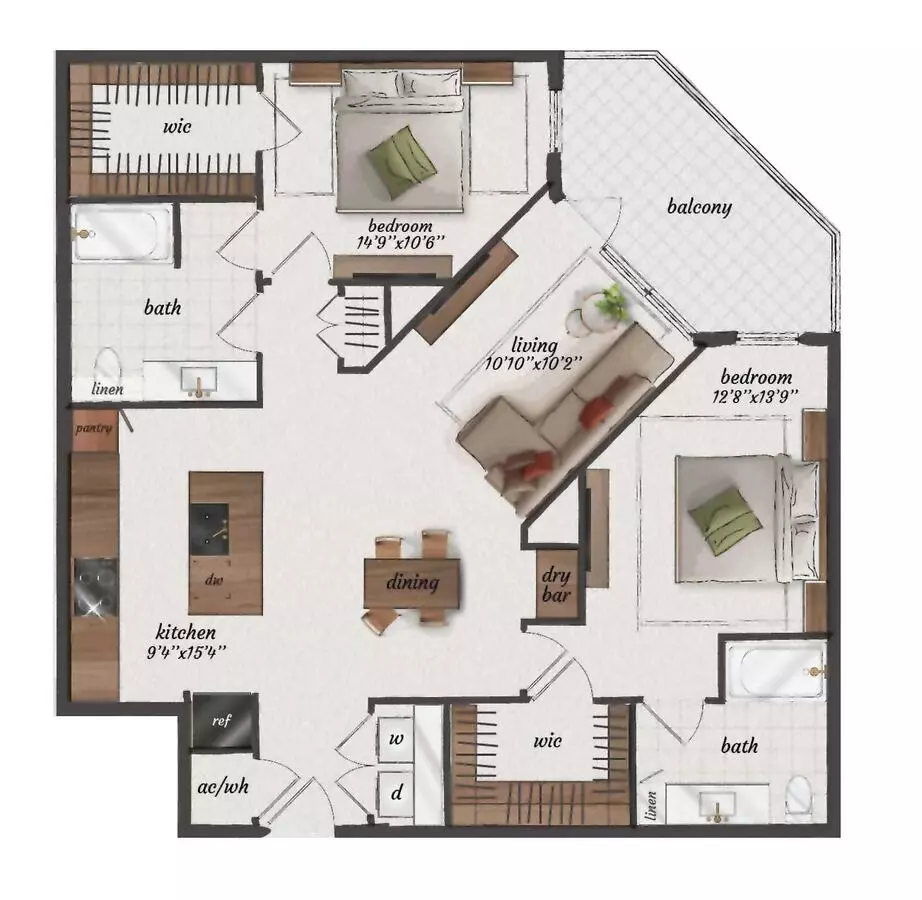 2 Beds • 2 Bath 2430 floor plan