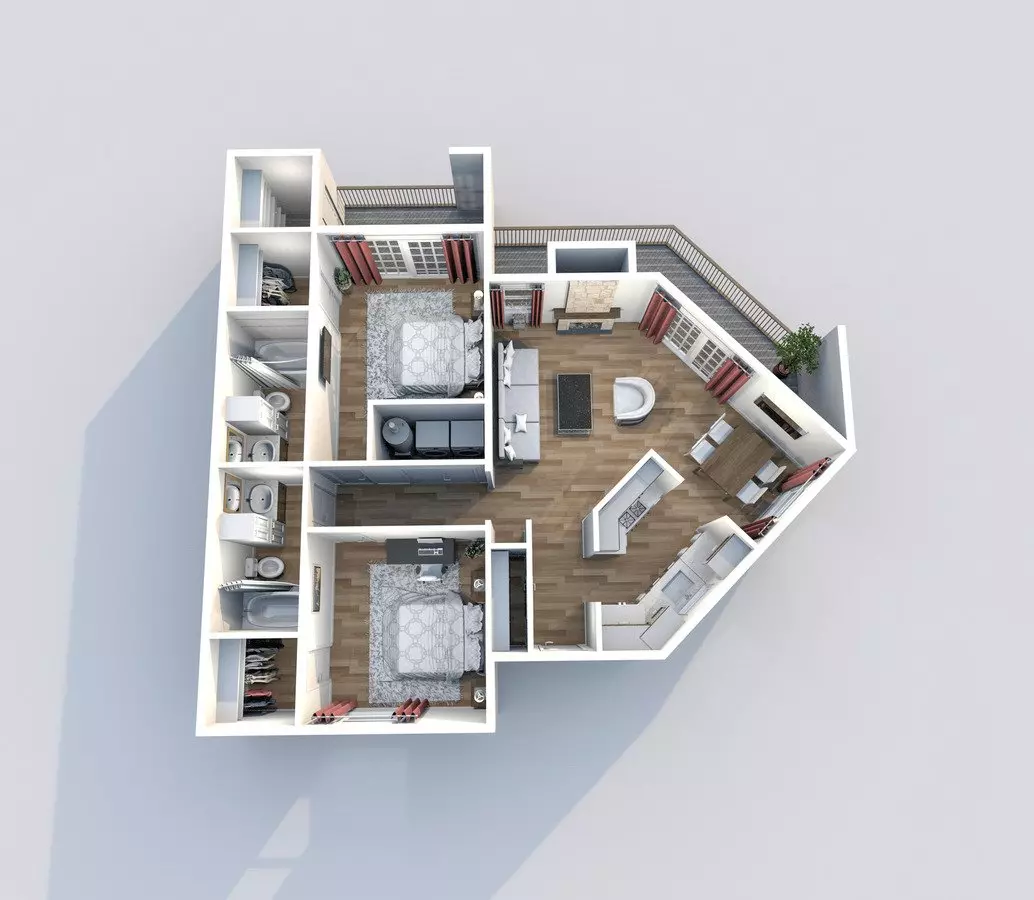 2 Beds • 2 Bath 410 floor plan