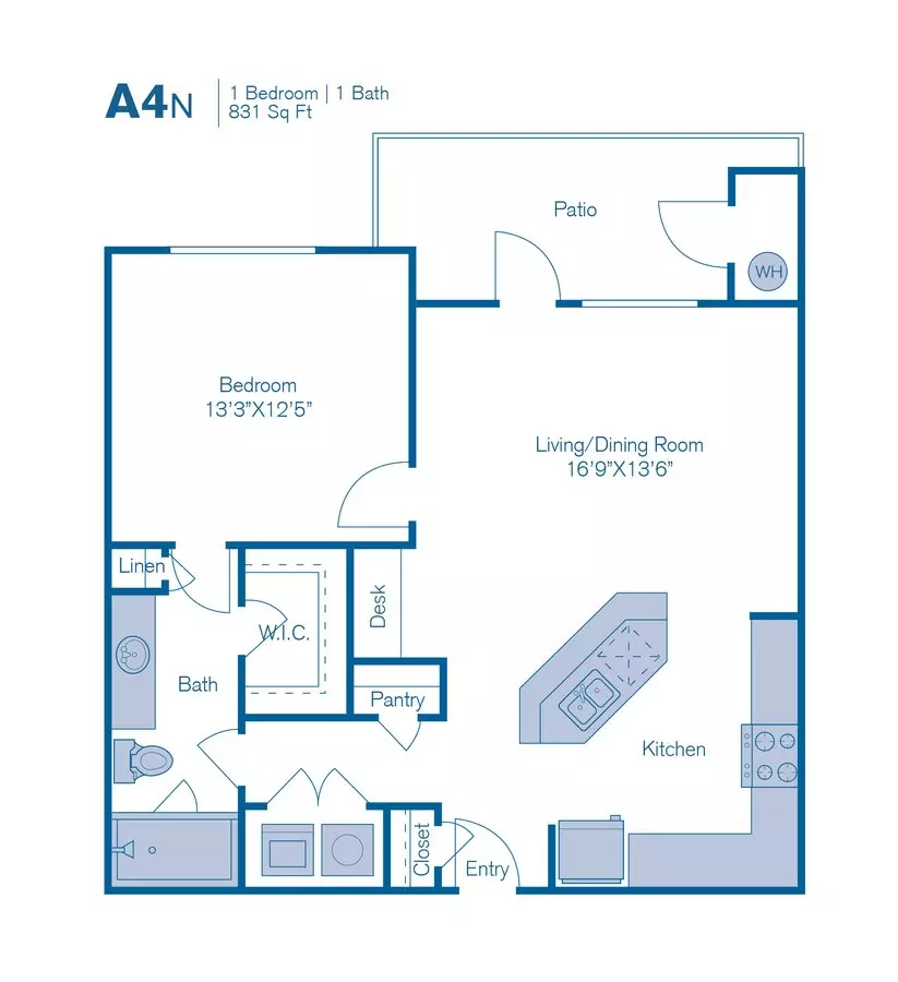 1 Bed • 1 Bath 0226 floor plan