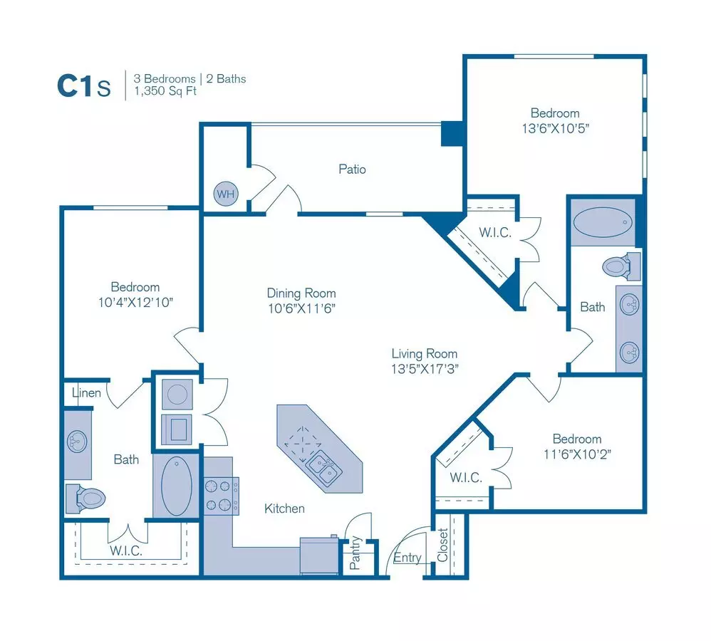 3 Beds • 2 Bath 0910 floor plan