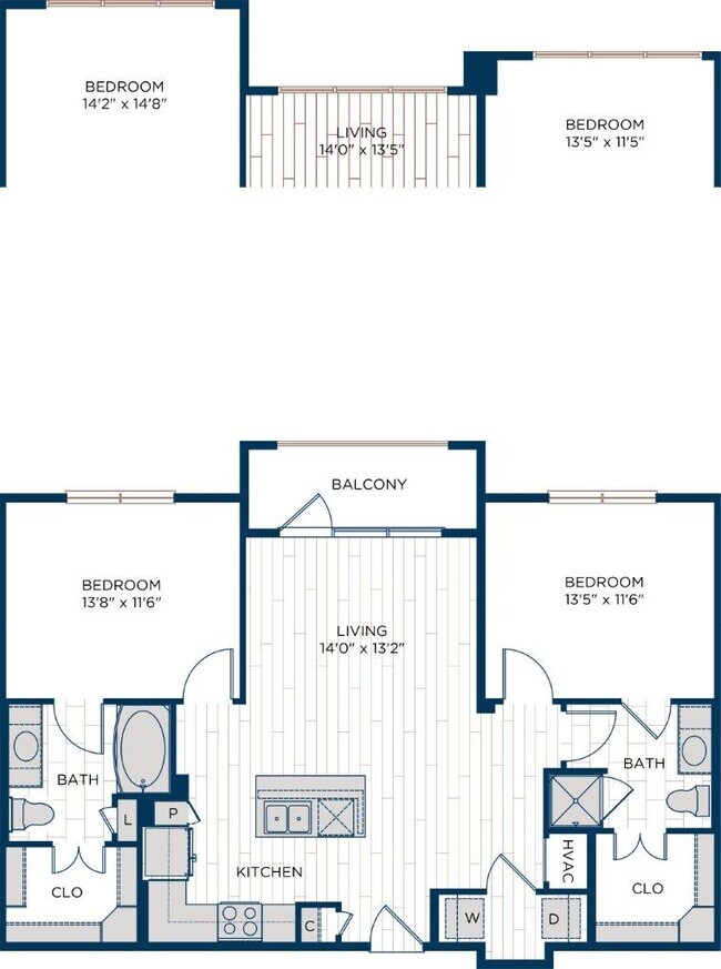 2 Beds • 2 Bath 302 floor plan