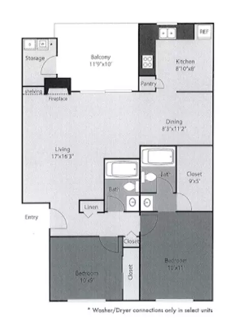 2 Beds • 2 Bath 0901 floor plan