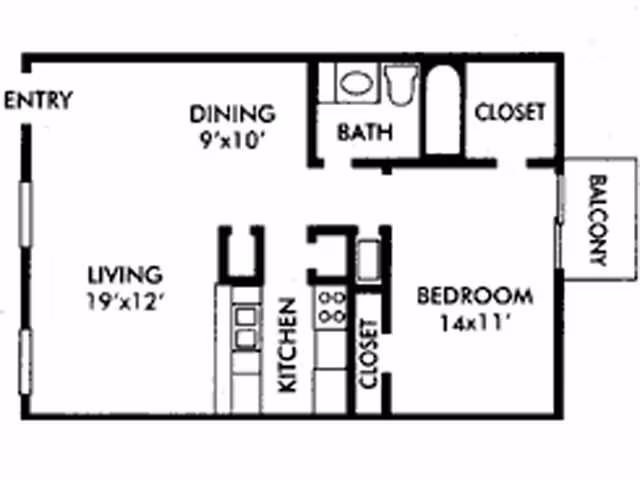 1 Bed • 1 Bath floor plan