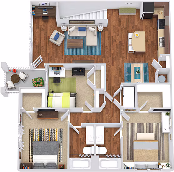 3 Beds • 2 Bath 734 floor plan