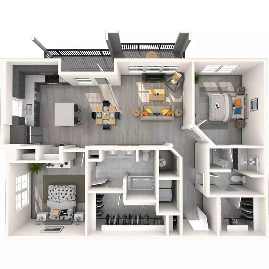B2 2x2 1161-1174 SF 14205 floor plan