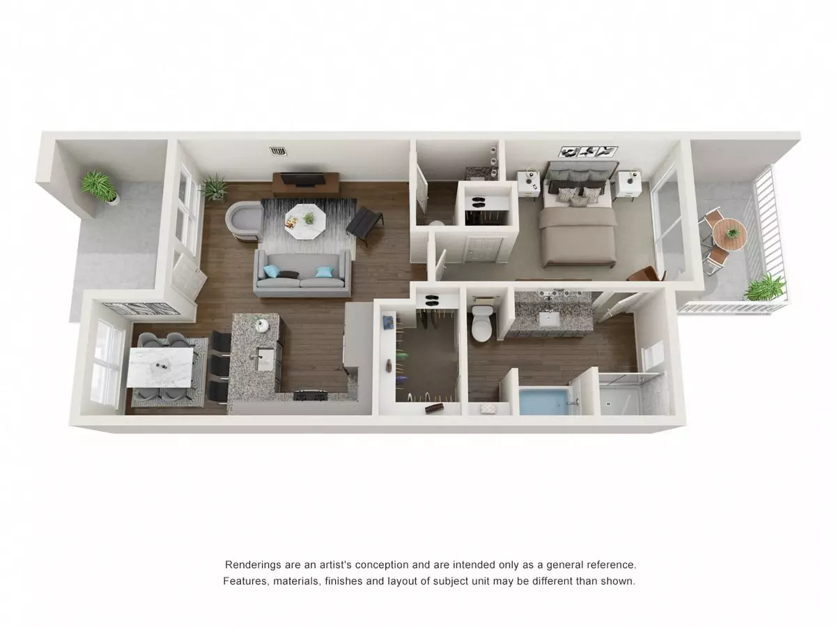 1 Bed • 1 Bath 2702 floor plan