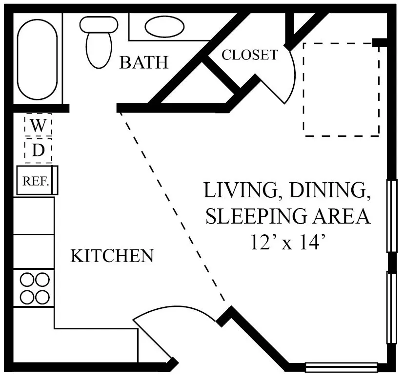 Studio • 1 Bath 1005 floor plan