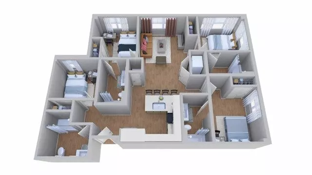 4 Beds • 4 Bath Smart floor plan