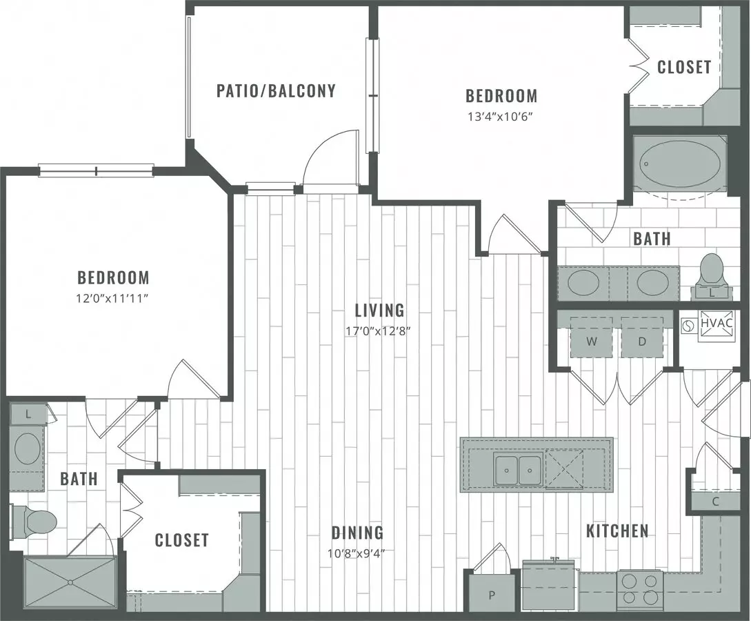 2 Beds • 2 Bath 471 floor plan
