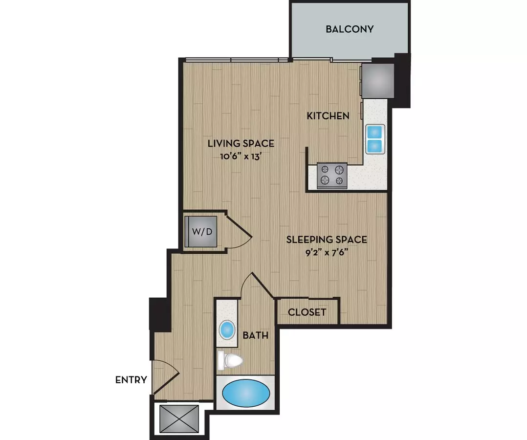 Studio • 1 Bath 0607 floor plan