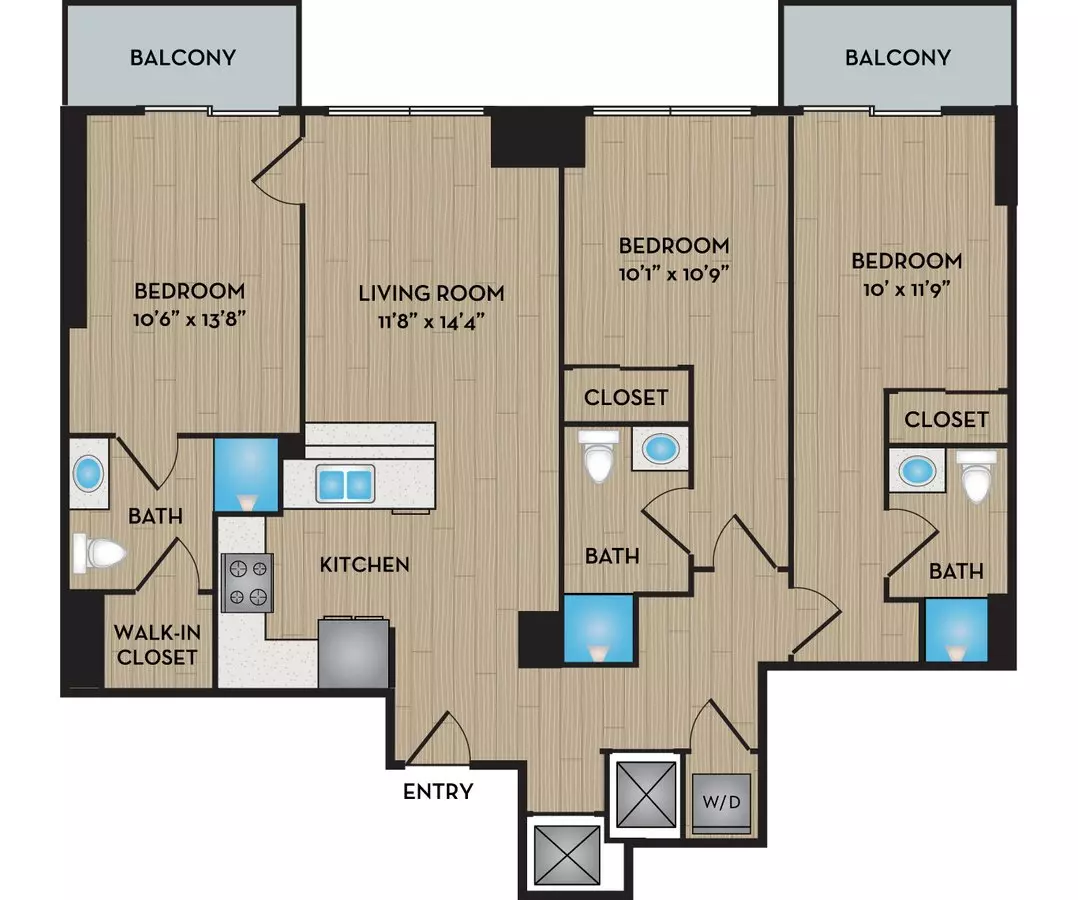 3 Beds • 3 Bath 0204 floor plan
