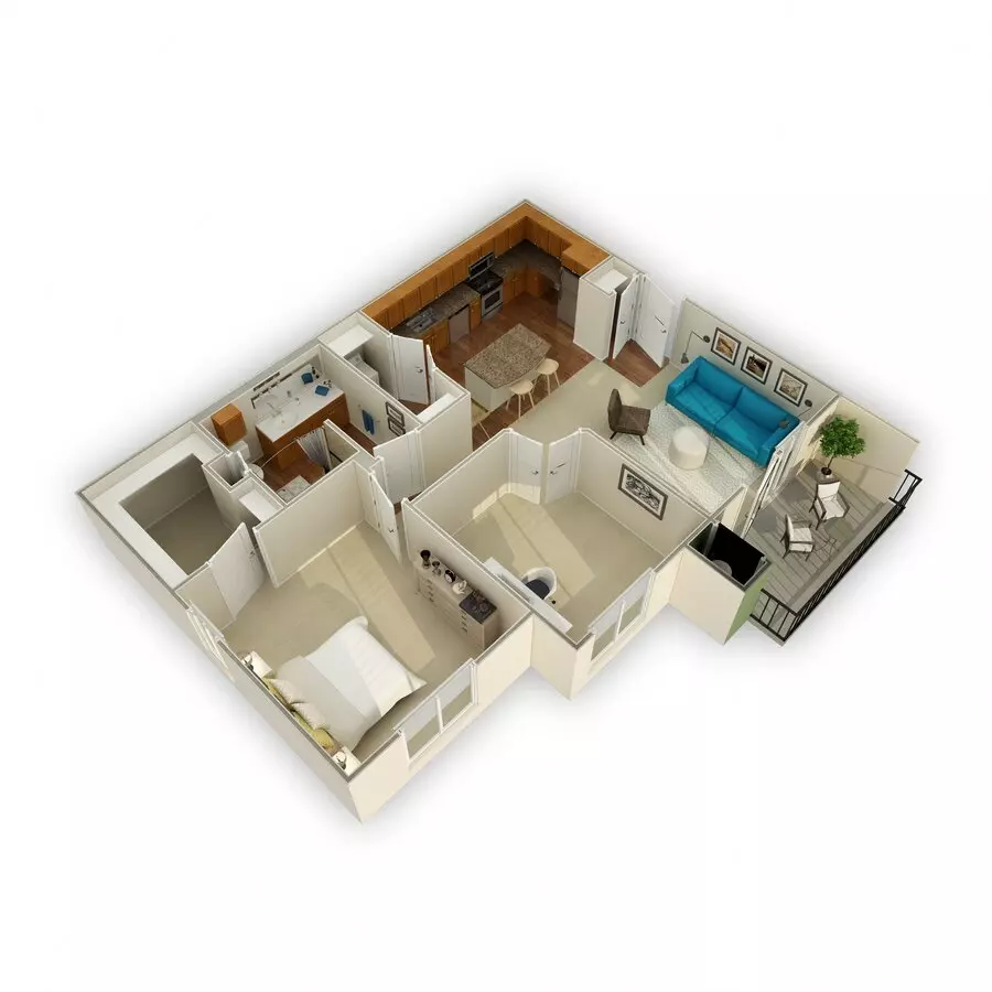 1 Bed • 1 Bath 07-7205 floor plan