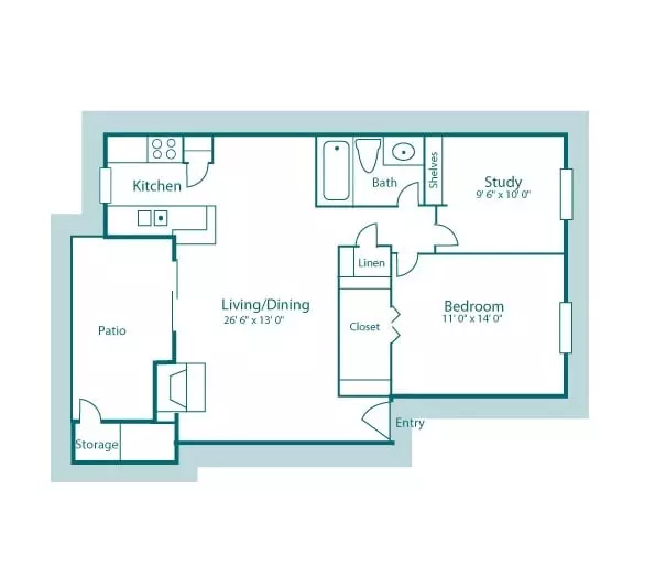 1 Bed • 1 Bath 182 floor plan