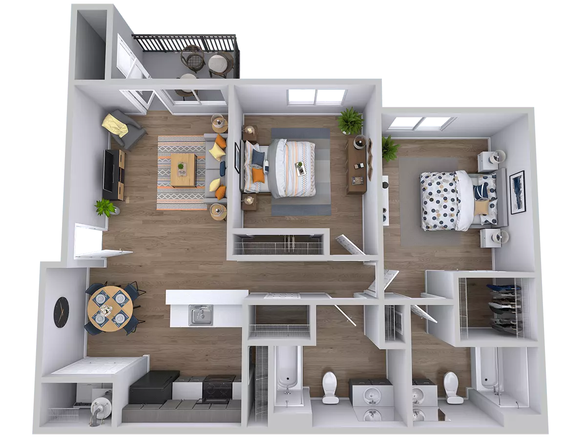 2 Beds • 2 Bath 0622 floor plan