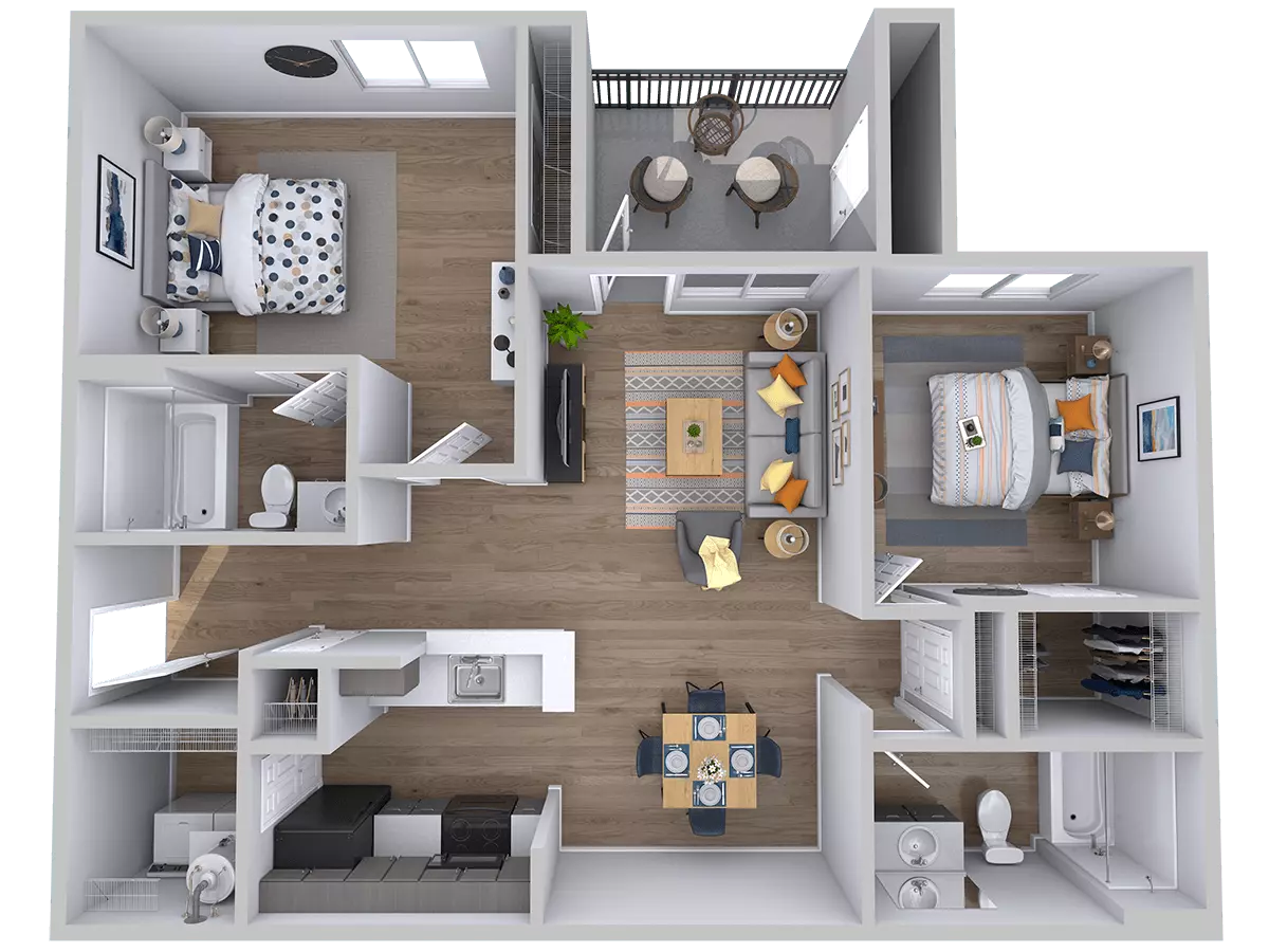 2 Beds • 2 Bath 0627 floor plan