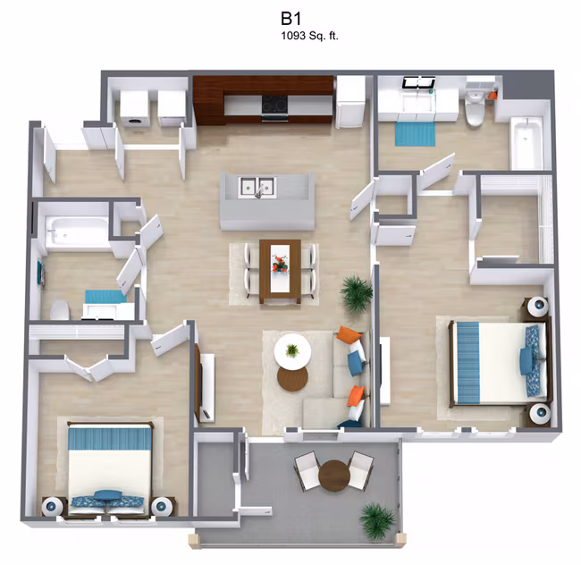2 Beds • 2 Bath 717 floor plan