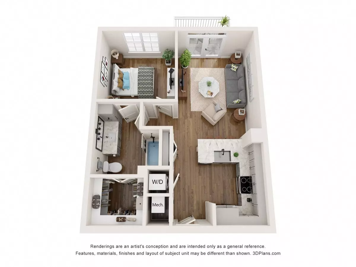 1 Bed • 1 Bath 9304 floor plan