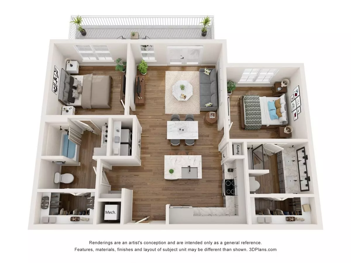 2 Beds • 2 Bath 2108 floor plan