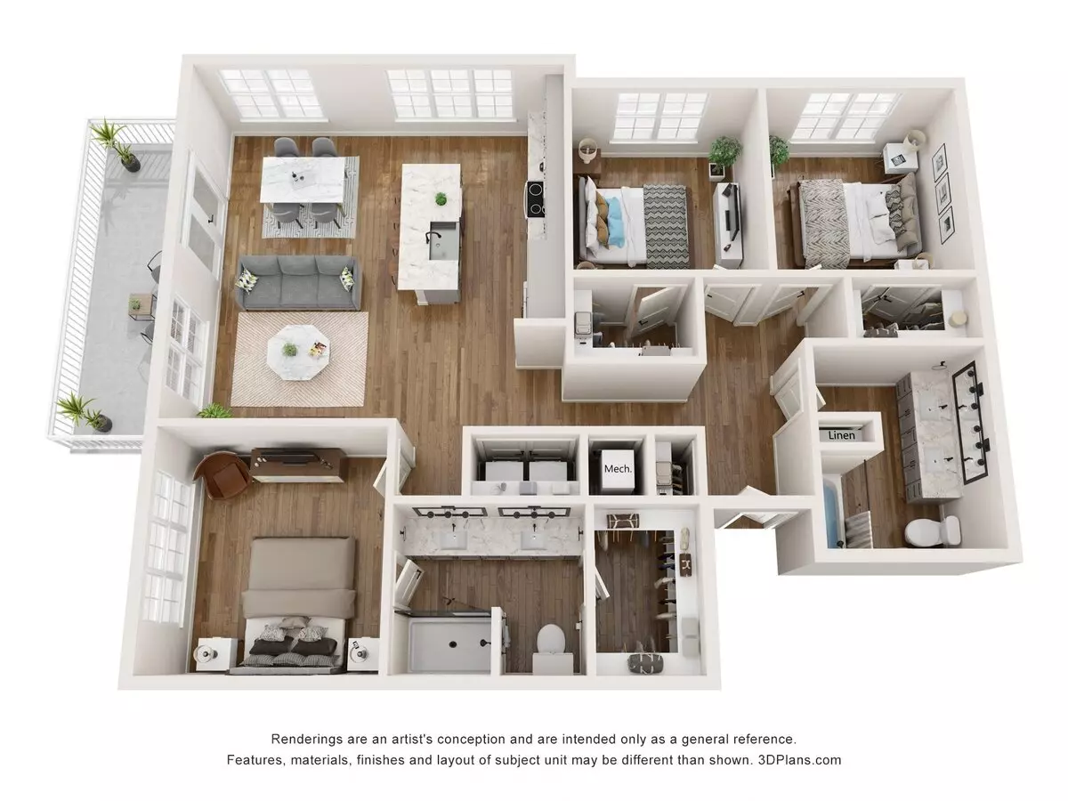 3 Beds • 2 Bath 2407 floor plan