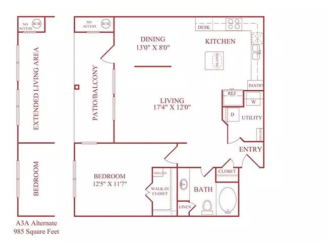 1 Bed • 1 Bath 28305 floor plan