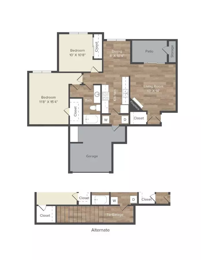 2 Beds • 1 Bath 436 floor plan