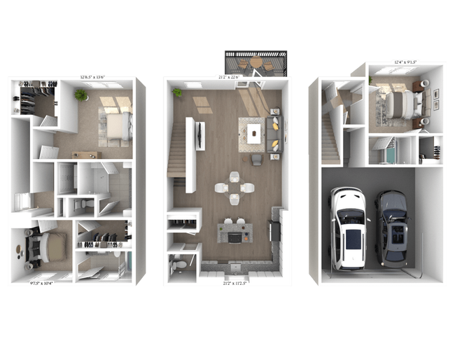 3 Beds • 3 Bath 13013 floor plan