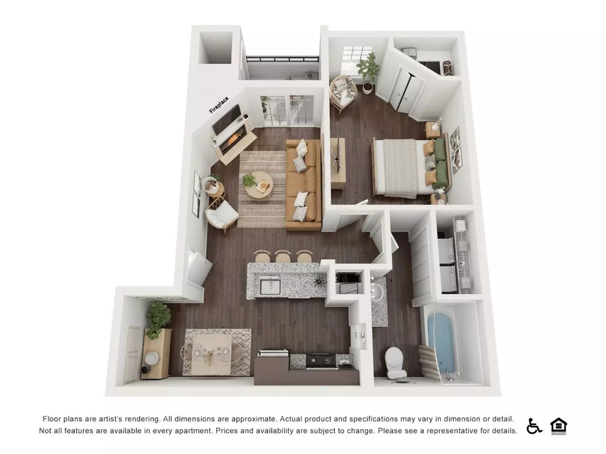 1 Bed • 1 Bath 02-0224 floor plan