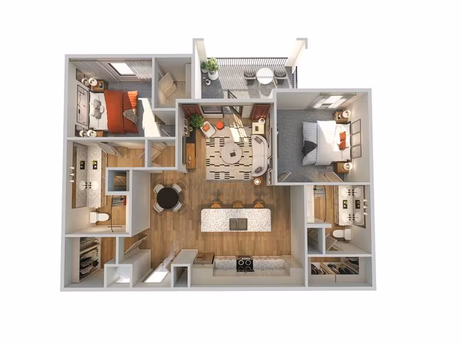 2 Beds • 2 Bath 05201 floor plan