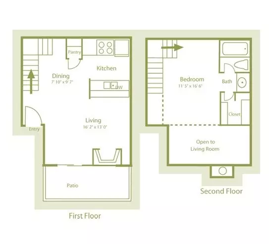 1 Bed • 1 Bath floor plan